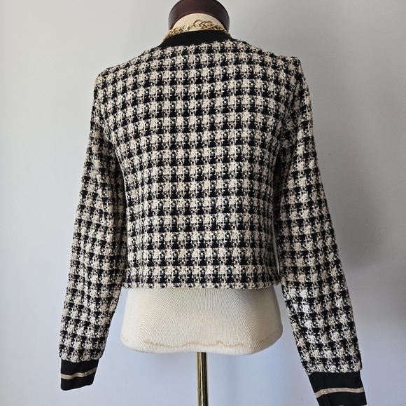Zara Black and Tan Woven Tweed Pullover Cardigan. Size XS - Picture 7 of 11
